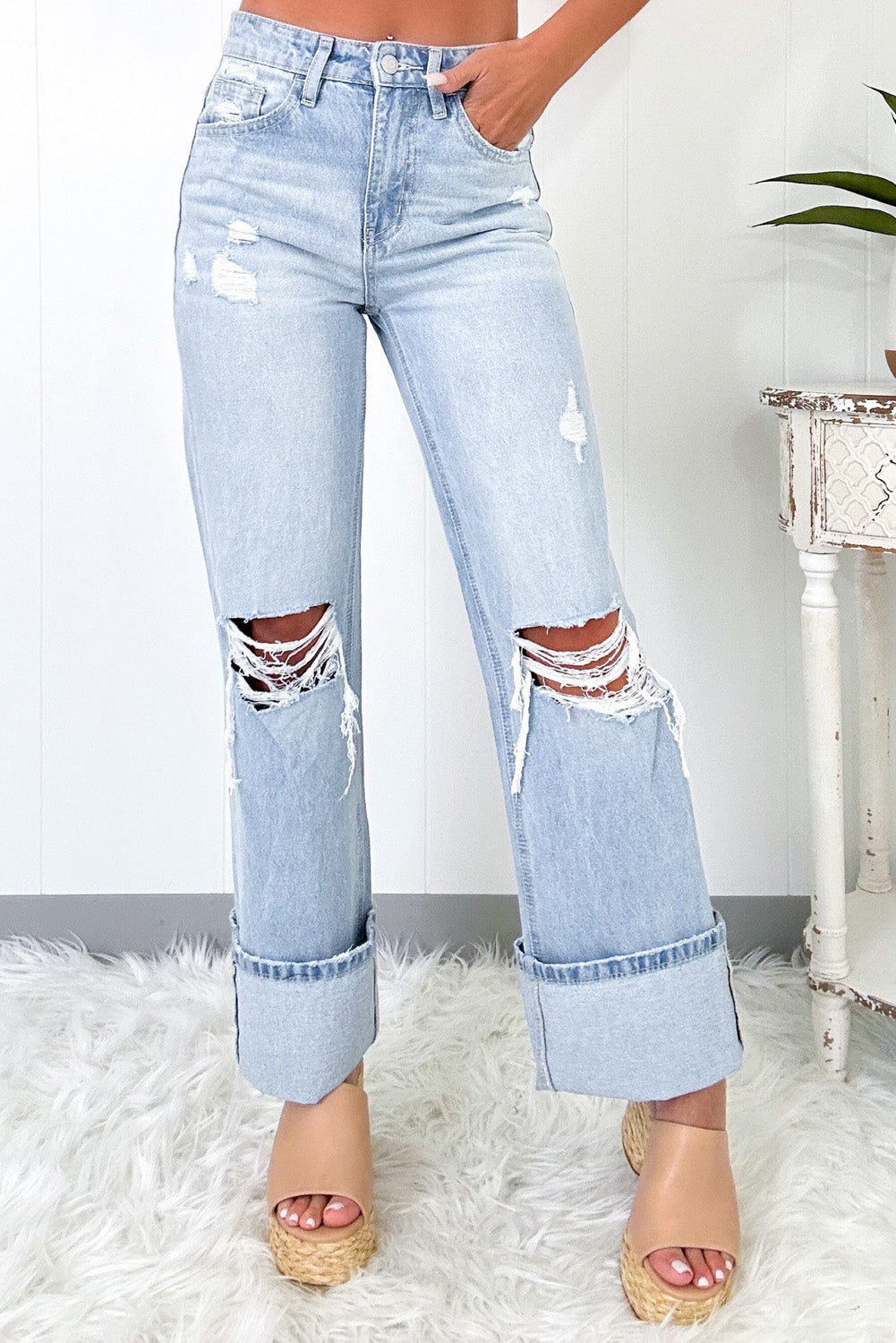 Beau Blue light-wash straight jeans